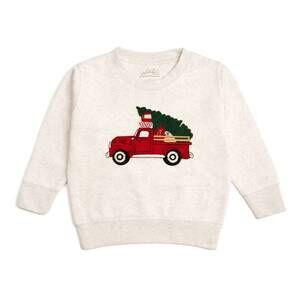 NEW SWEET WINK baby christmas truck patch sweatshirt in natural